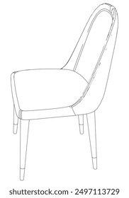 Chair Line Vector Illustration.  Set of Different Views of Modern Chair with Detailed Design Elements, Ideal for Furniture Design and Interior Concepts