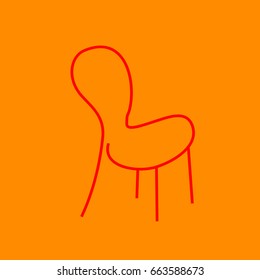 Chair in a linear style, isolated on orange background.