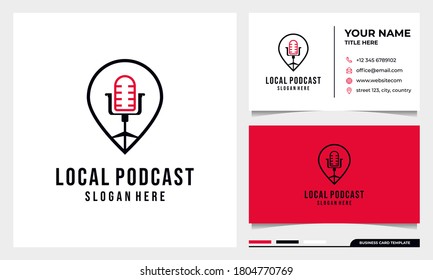 Chair Location Podcast mic logo design with business card template