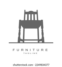 Chair logo design isolated on white background. Furniture for home. Creative advertising brand promotion.