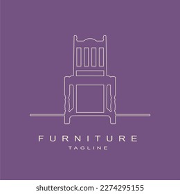 Chair logo design isolated on monochrome background. Furniture for home. Creative advertising brand promotion.