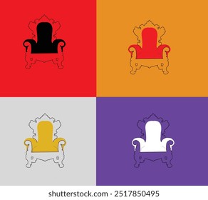 El diseño del logotipo de la silla. mirando hermoso Vector de diseño de la silla del logotipo de cuatro colores. Las Formas se crean muy bruscamente y el final de la idea de diseño se ve hermoso como el contorno de la silla antigua.