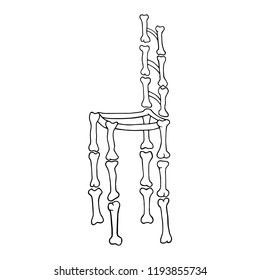 Chair made of bones white background Day of the dead