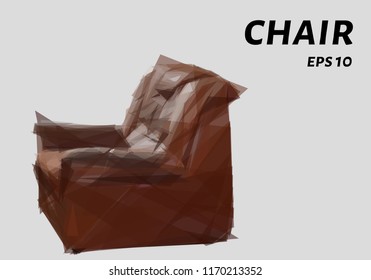 Chair made of triangles. The chair is low poly. Vector illustration
