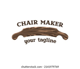 Chair Maker logo template. Emblem with a chair back on white. Stock vector illustration for woodwork shop or carpentry.