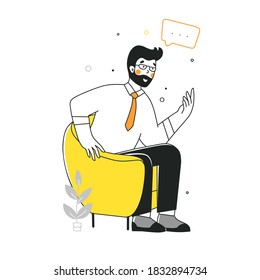 Chair man in cartoon style. Flat vector character illustration.