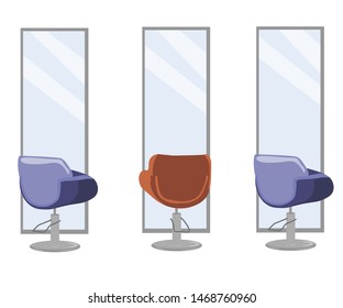 chair and mirrors in the hairdresser's salon