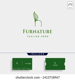 chair nature logo design with green color vector icon element isolated