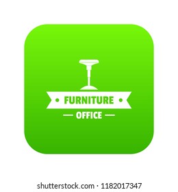 Chair office icon green vector isolated on white background