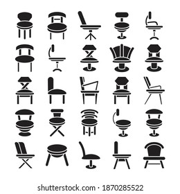chair, office chair and sofa icons glyph design