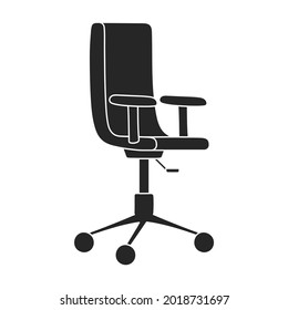 Icono negro del vector de la oficina de la silla. Oficina de sillón de ilustración vectorial sobre fondo blanco. Icono de ilustración negra aislada de la silla.