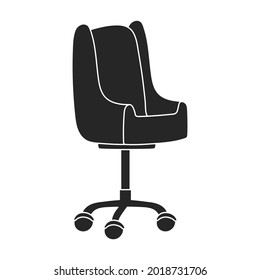 Icono negro del vector de la oficina de la silla. Oficina de sillón de ilustración vectorial sobre fondo blanco. Icono de ilustración negra aislada de la silla.