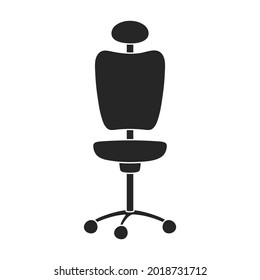 Icono negro del vector de la oficina de la silla. Oficina de sillón de ilustración vectorial sobre fondo blanco. Icono de ilustración negra aislada de la silla.
