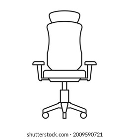 Icono de esquema del vector de la oficina del presidente. Sillón de ilustración vectorial sobre fondo blanco. Icono de ilustración de esquema aislado de la oficina del presidente.