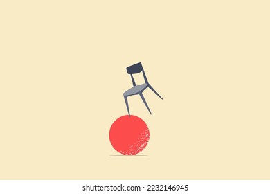 chair on the ball, work life balance career opportunity vector symbol. Job opportunity, career top minimal eps10 illustration.