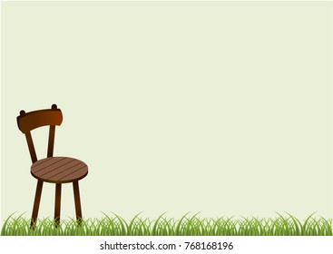 Chair on grass and copy space for background.