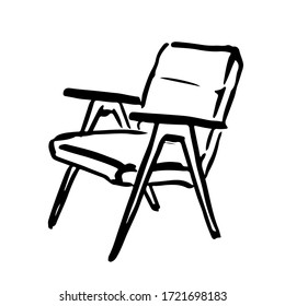 The chair on the legs. Drawing of the chair. The chair is isolated. Retro style chair. Illustration vector