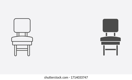 Chair outline and filled vector icon sign symbol