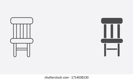 Chair outline and filled vector icon sign symbol