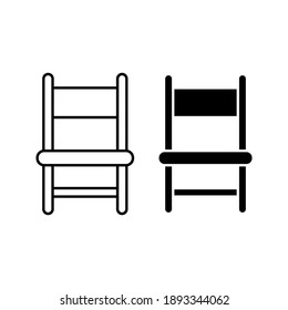 Chair outline and filled vector icon color editable