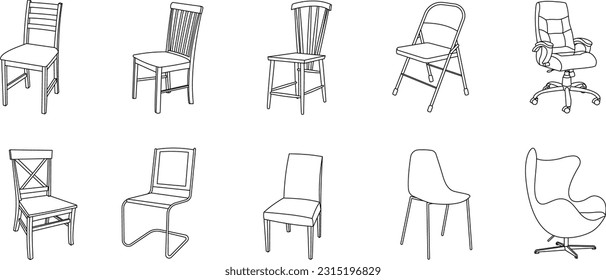 Chair Outline Illustration Vector Set