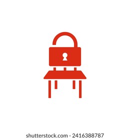 Chair and padlock logo design combination.