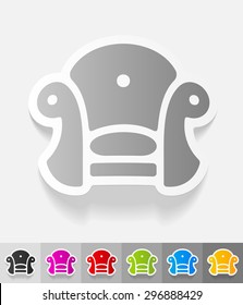 chair paper sticker with shadow. Vector illustration
