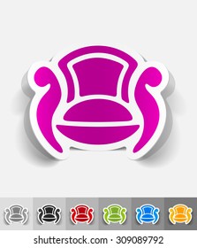 chair paper sticker with shadow. Vector illustration