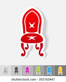 chair paper sticker with shadow. Vector illustration
