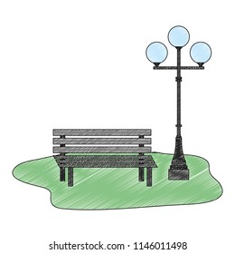 chair park with lamp isolated icon