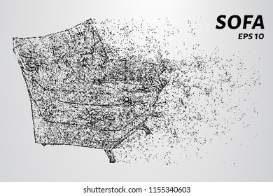 The chair of the particle. Soft chair consists of circles and dots. Vector illustration