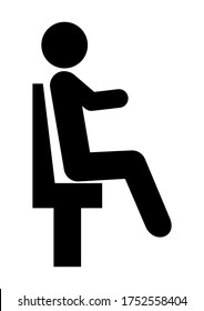 chair and person, waiting room,black silhouette, vector icon