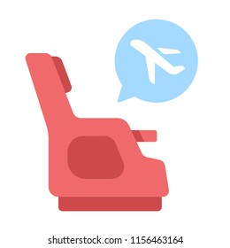 Chair with a plane on chat bubble vector illustration in flat color design
