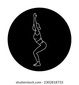Chair pose Utkatasana color line illustration. Pictogram for web page, mobile app, promo.