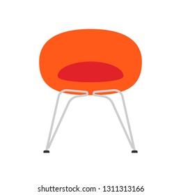 Chair restaurant front view vector icon illustration. Design furniture flat bar interior element. Cafeteria silhouette cartoon