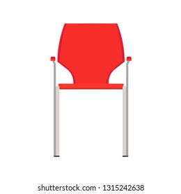 Chair restaurant front view vector icon illustration. Design furniture flat bar interior element. Cafeteria silhouette cartoon