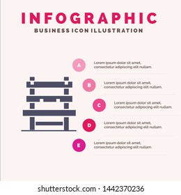 Chair, Room, Station, Waiting Solid Icon Infographics 5 Steps Presentation Background