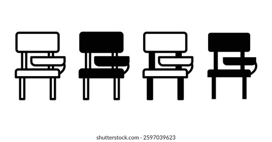 Chair School Bench Black And White Illustrations Vector Design