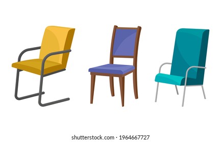 Chair as Seat and Piece of Furniture Vector Set