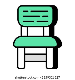 Chair, seat, sette, furniture, armless, icon, vector, flat, sitting, 