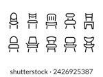 Chair Seating icon set Front view Chair thin line icons set, editable stroke isolated on white, linear vector outline illustration, symbol logo design style