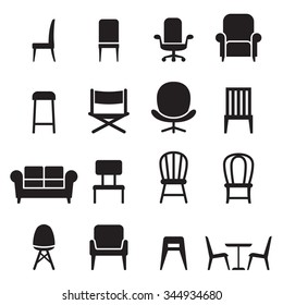 Chair & Seating icons set Vector illustration