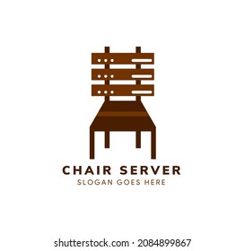 chair server logo design template use multicolored brown. isolated in white background.