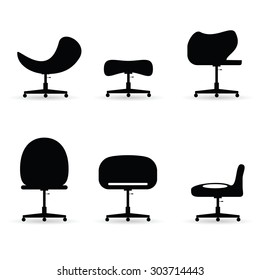 chair set black vector silhouette