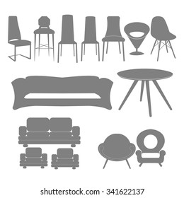 Chair set, icon set.