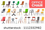 Chair Set Vector. Office Modern Desk Chairs Furniture. Different Types. Interior Seat Design Element. Isolated Illustration
