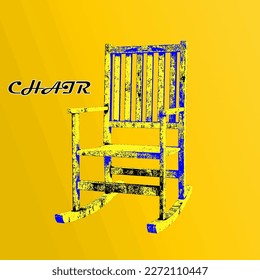 chair and shadow on yellow background. Modern retro pop art style