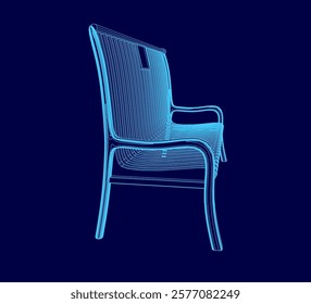 Chair is shown in a blue color. The chair is made of plastic and has a blue color