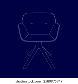 A chair is shown in a blue color. The chair is made of wood and has a modern design. The chair is shown in a blue image, which gives it a minimalist and sleek appearance