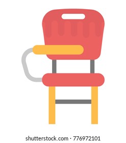 A chair with side handle, desk chair flat vector icon